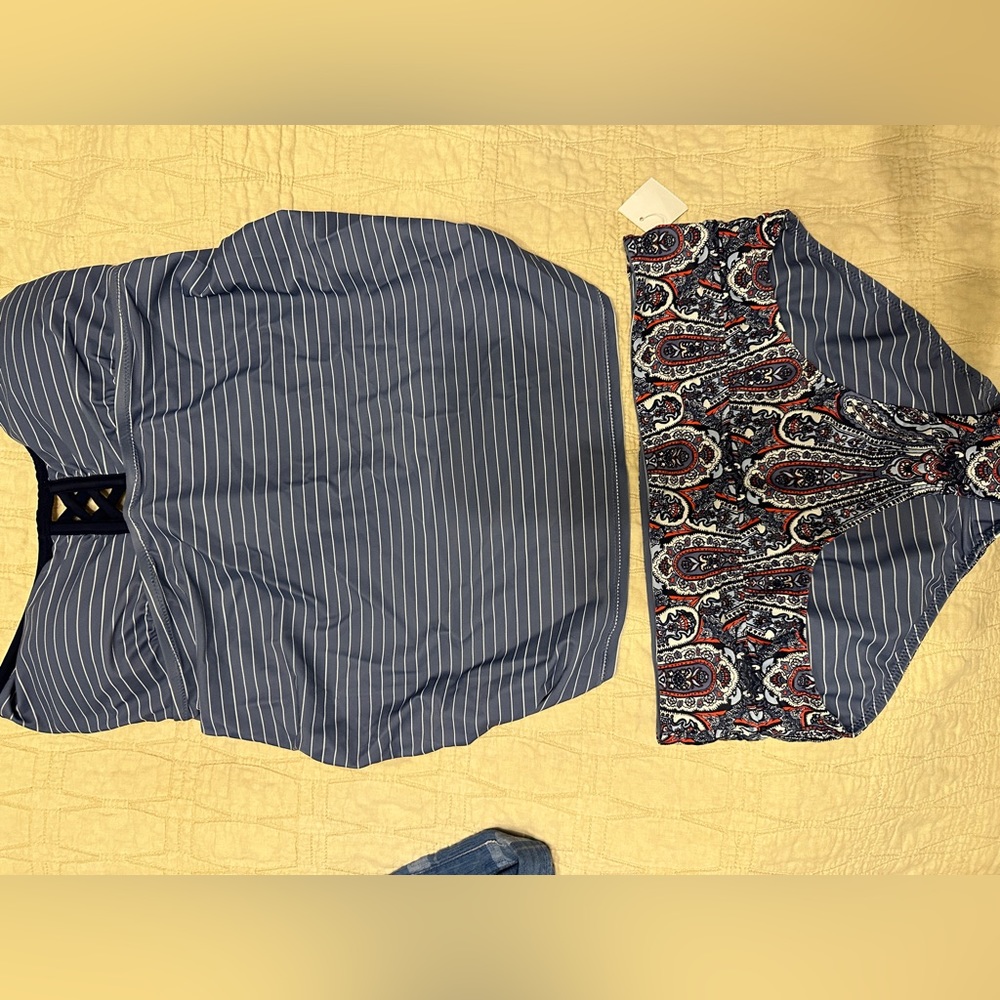 Maternity Tankini swimsuit with reversible bottoms